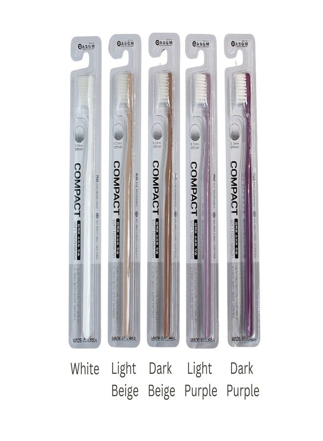 DASOM Soft Toothbrushes (Regular Size Head), Periodontist Design Tapered Bristles for Sensitive Teeth & Receding Gums 5 Count, Assorted Colors - Image 2